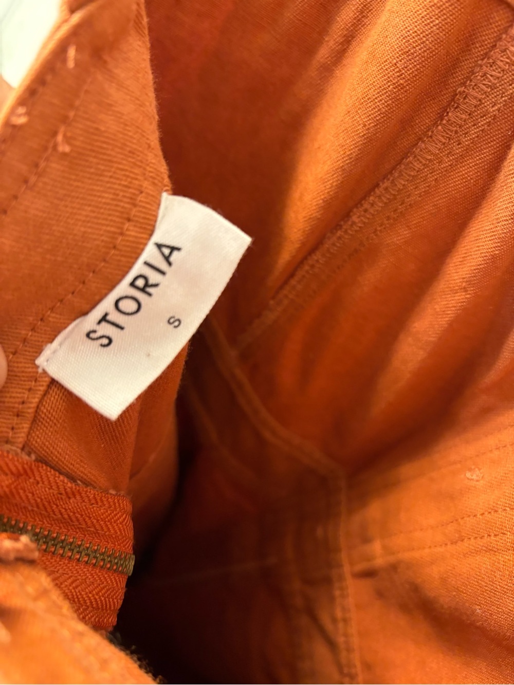 Storia Small Braided Strap Button-Front Rust Jumpsuit PTP 16 NWOT - Picture 8 of 9